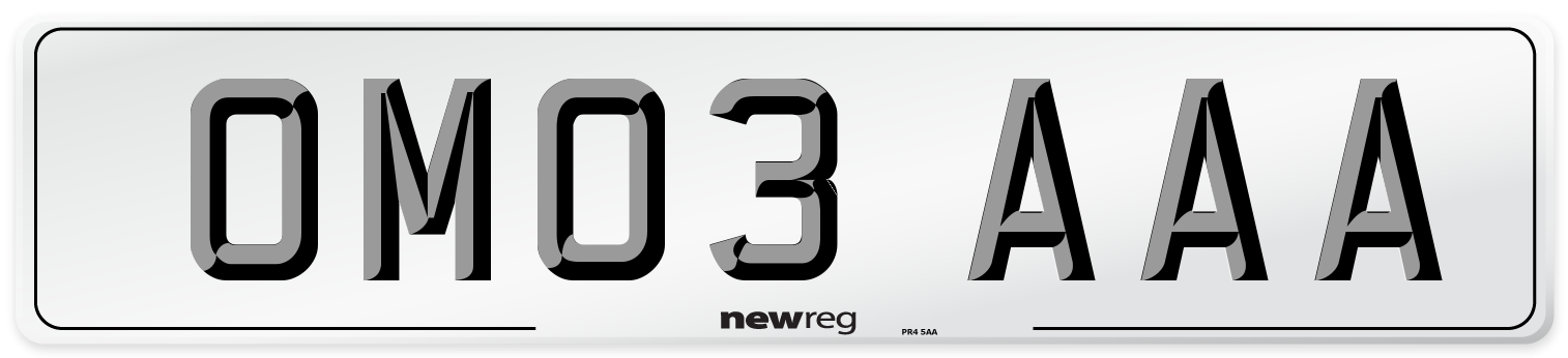 OM03 AAA Number Plate from New Reg